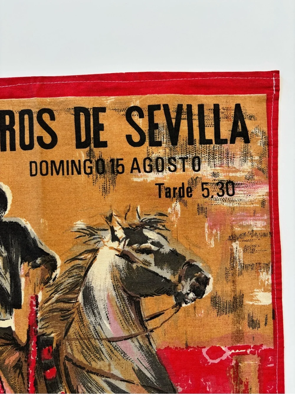 Vintage Linen Plaza de Toros de Sevilla Bullfight Tea Towel
